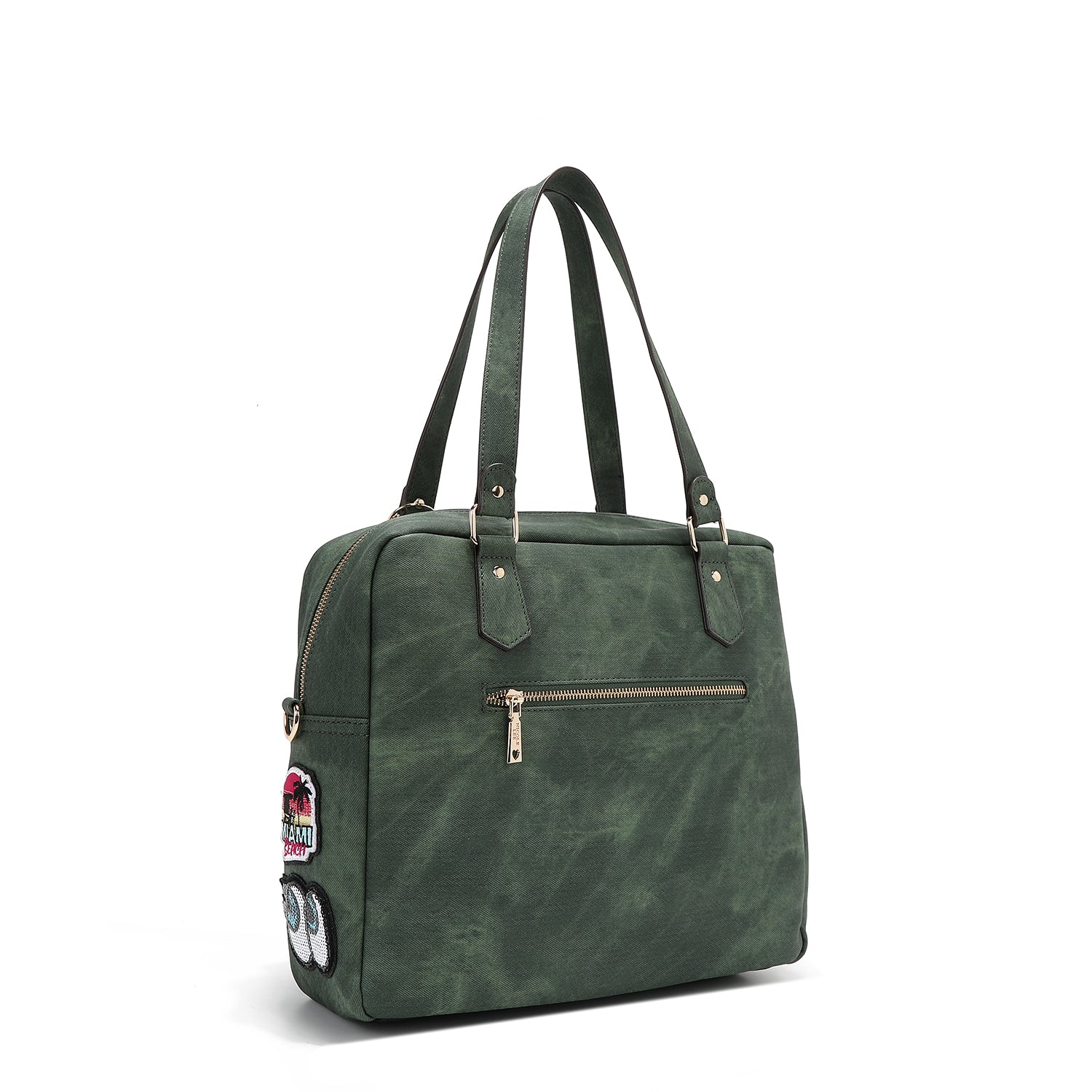 BOLSO CON CREMALLERA Y MÚLTIPLES PARCHES (VERDE)-4